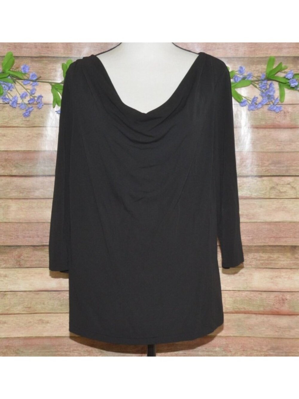 Lauren Ralph Lauren Black Travel Knit Scoop Neck Blouse Top Plus Size 2X Classic